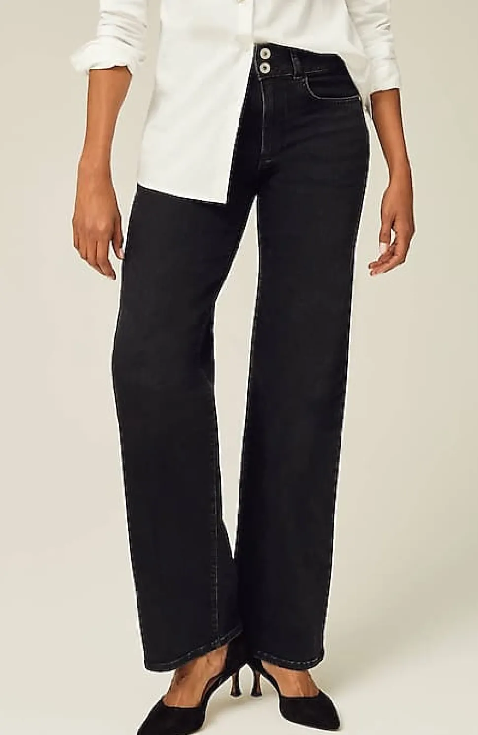 High-Rise Creased-Front Full-Leg Jeans | Jjill