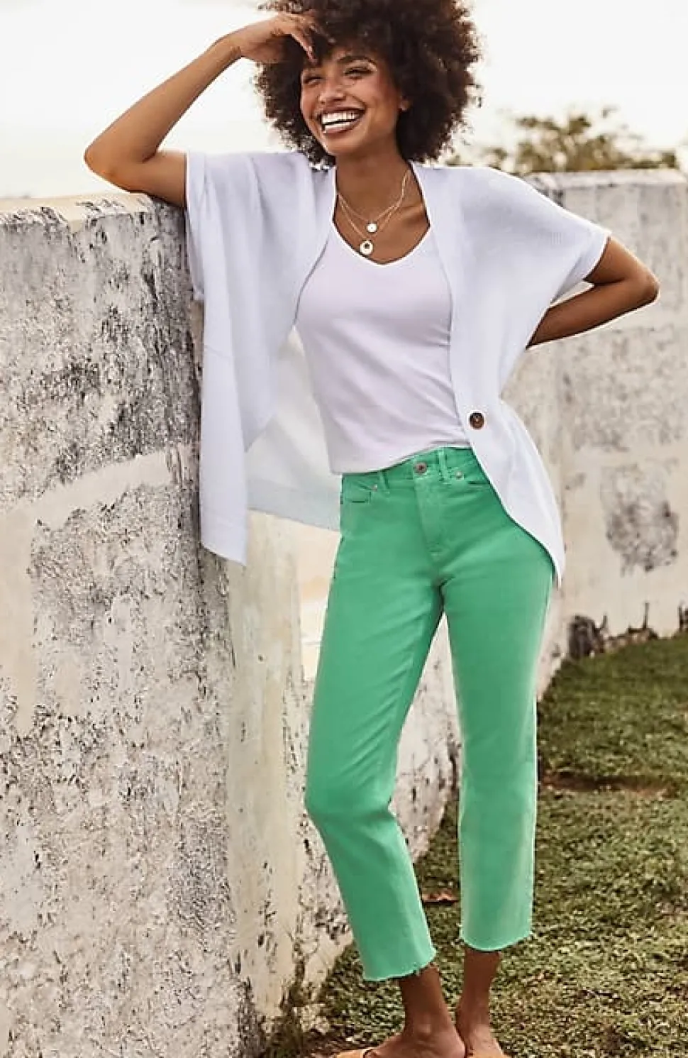 High-Rise Fringe-Hem Crops | Jjill