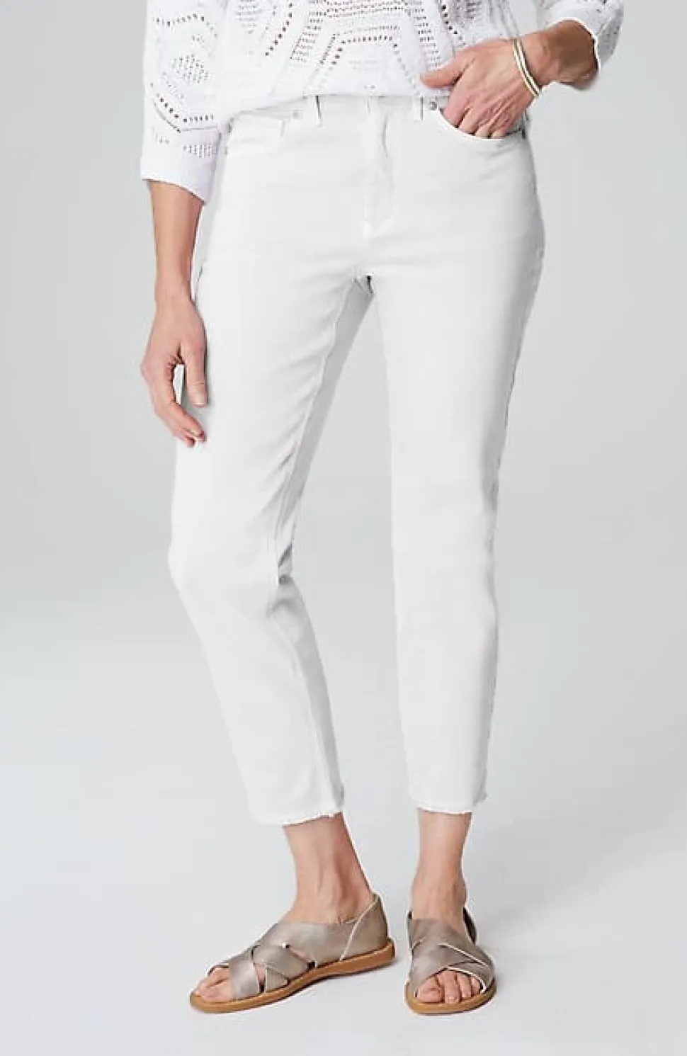 High-Rise Fringe-Hem Crops | Jjill