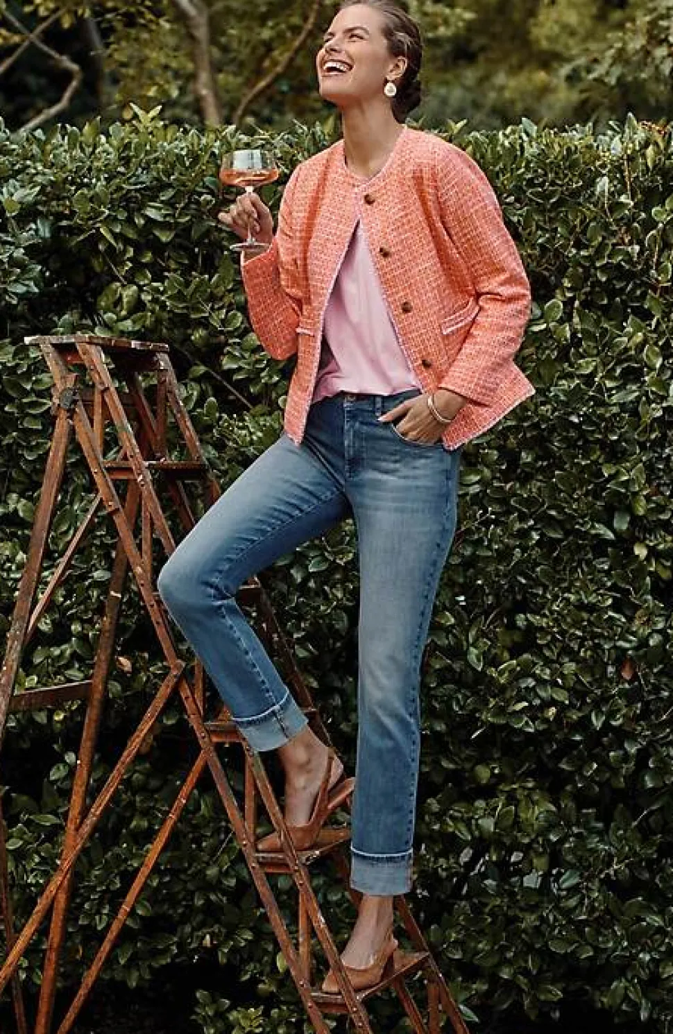 High-Rise Straight-Leg Cuffed Jeans | Jjill