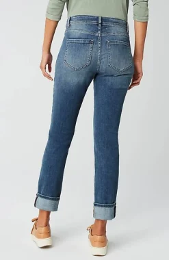 High-Rise Straight-Leg Cuffed Jeans | Jjill