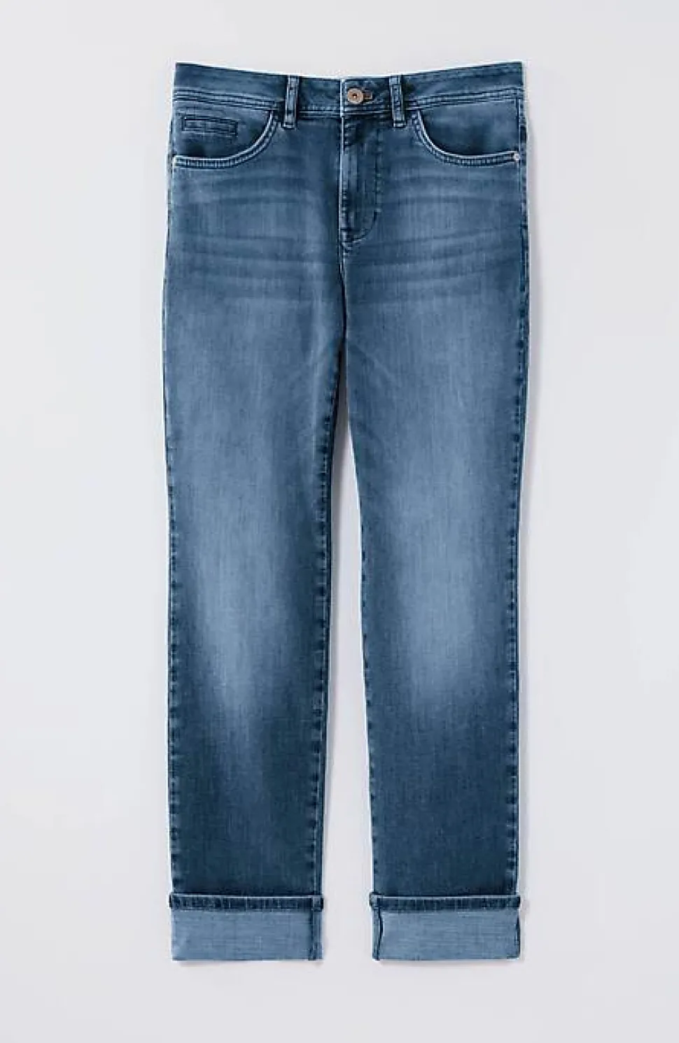 High-Rise Straight-Leg Cuffed Jeans | Jjill