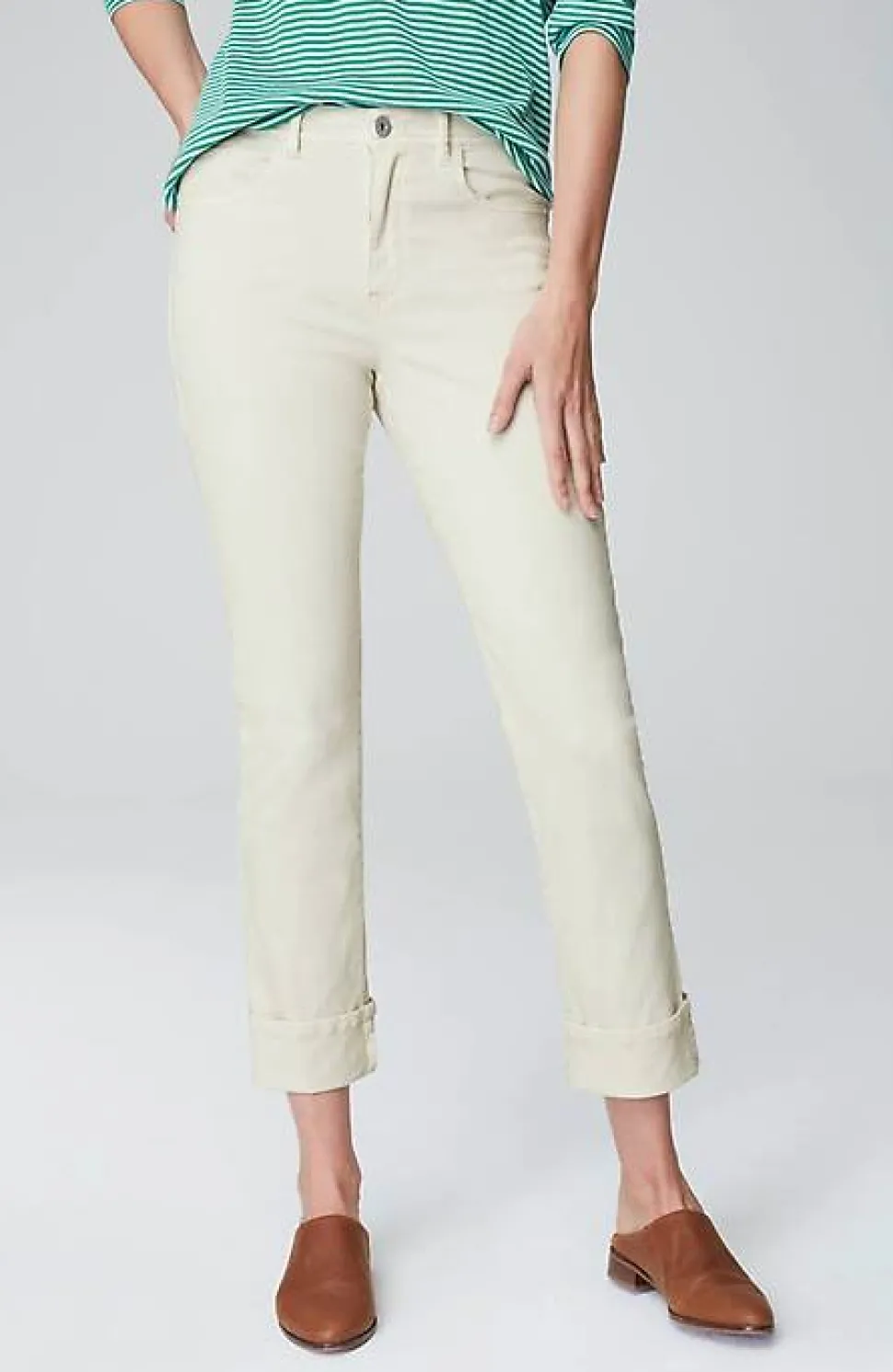 High-Rise Straight-Leg Cuffed Jeans | Jjill