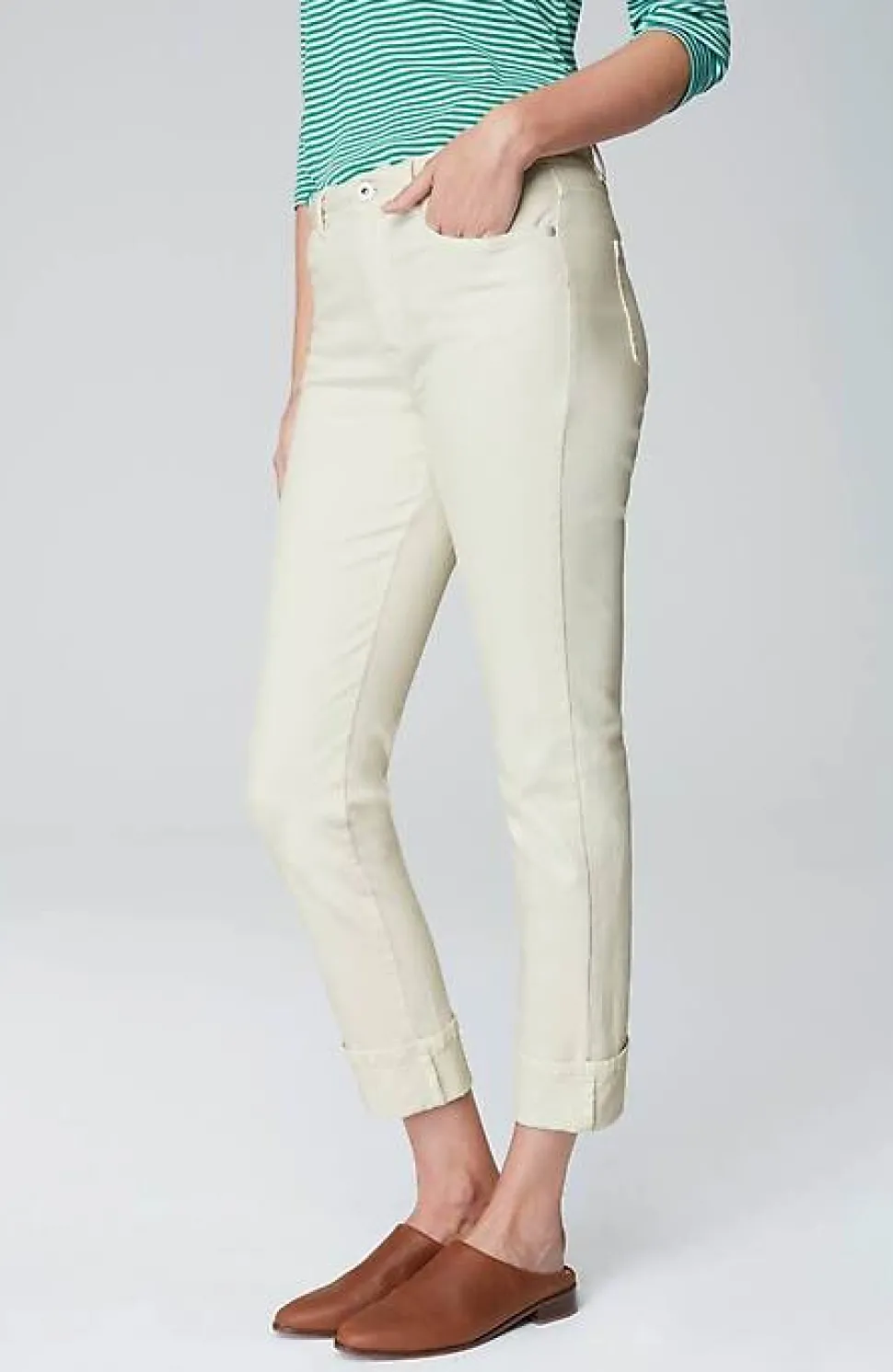 High-Rise Straight-Leg Cuffed Jeans | Jjill