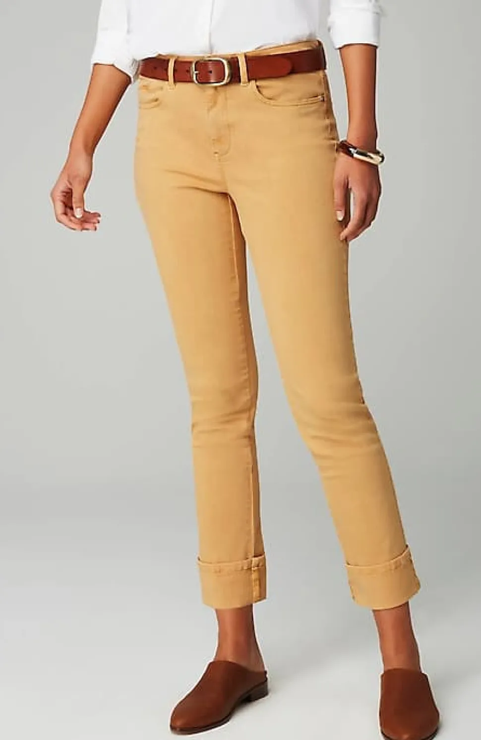 High-Rise Straight-Leg Cuffed Jeans | Jjill