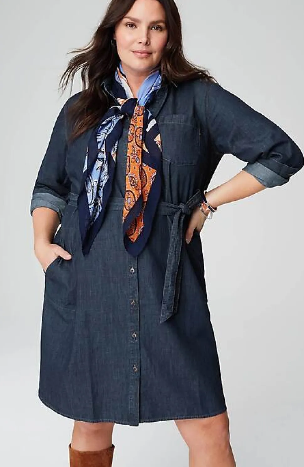 Indigo Belted Shirtdress | Jjill