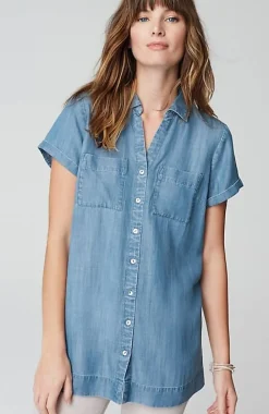 Indigo Button-Front A-Line Tunic | Jjill