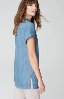 Indigo Button-Front A-Line Tunic | Jjill