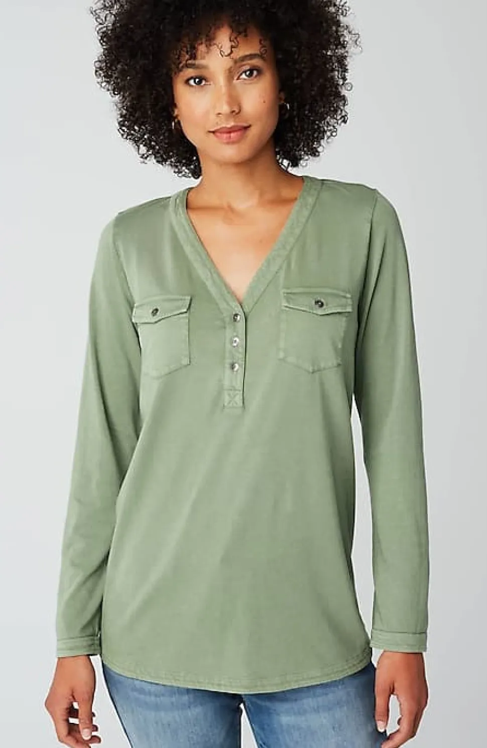 Knit Patch-Pocket Camp Shirt | Jjill