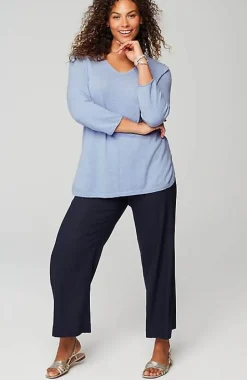 Lightweight Tweed V-Neck Sweater | Jjill
