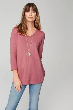 Lightweight Tweed V-Neck Sweater | Jjill