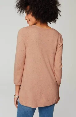 Lightweight Tweed V-Neck Sweater | Jjill