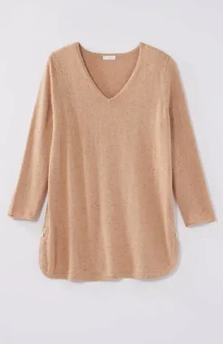 Lightweight Tweed V-Neck Sweater | Jjill
