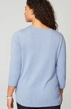 Lightweight Tweed V-Neck Sweater | Jjill
