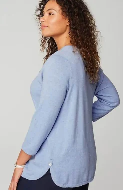 Lightweight Tweed V-Neck Sweater | Jjill