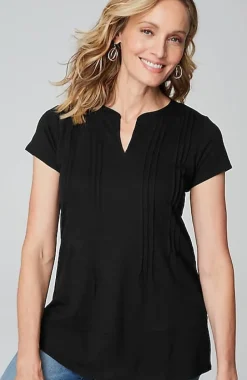 Linen-Blend Pintucked Tunic | Jjill