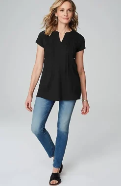 Linen-Blend Pintucked Tunic | Jjill