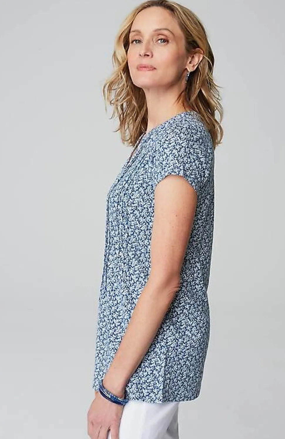 Linen-Blend Pintucked Tunic | Jjill