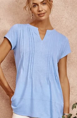 Linen-Blend Pintucked Tunic | Jjill