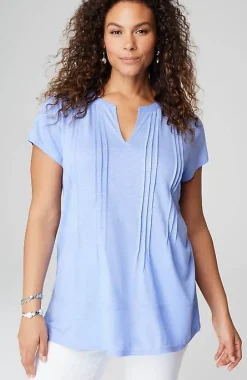 Linen-Blend Pintucked Tunic | Jjill