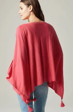 Linen-Blend Tasseled Poncho | Jjill