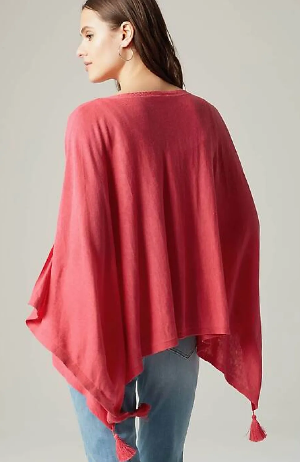 Linen-Blend Tasseled Poncho | Jjill