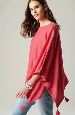 Linen-Blend Tasseled Poncho | Jjill