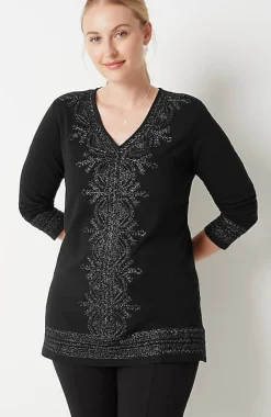 Metallic-Embroidered Tunic | Jjill