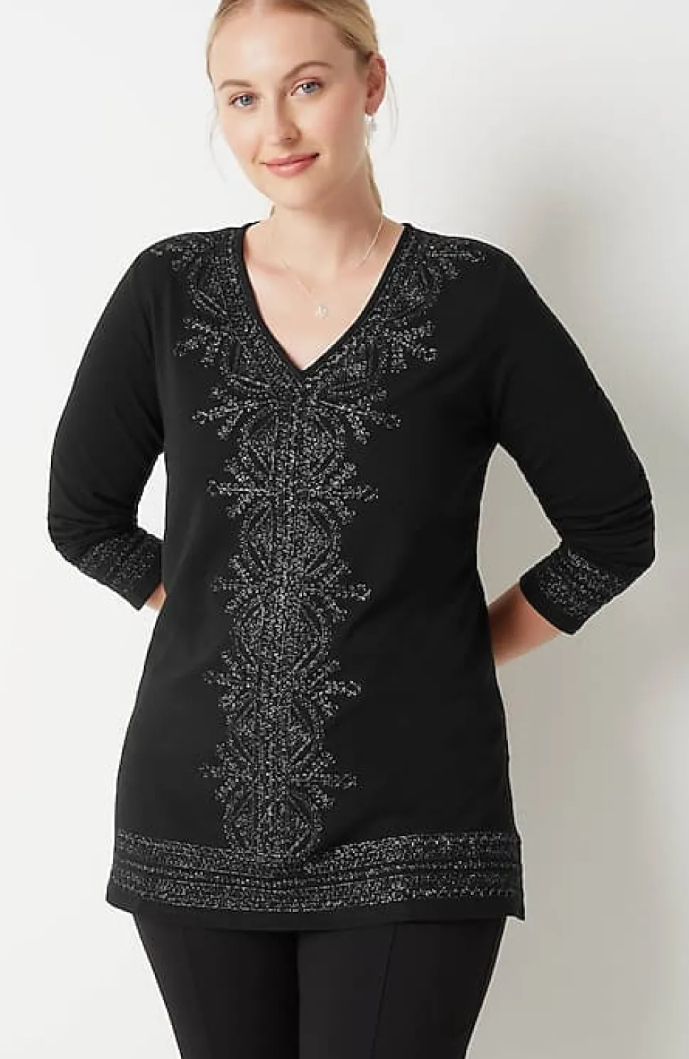 Metallic-Embroidered Tunic | Jjill