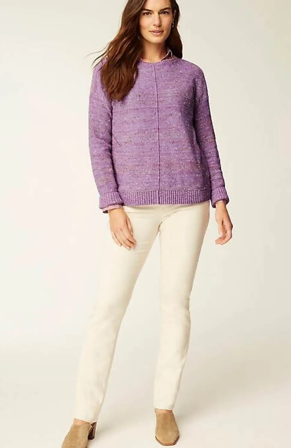Micro-Tweed Seamed Sweater | Jjill
