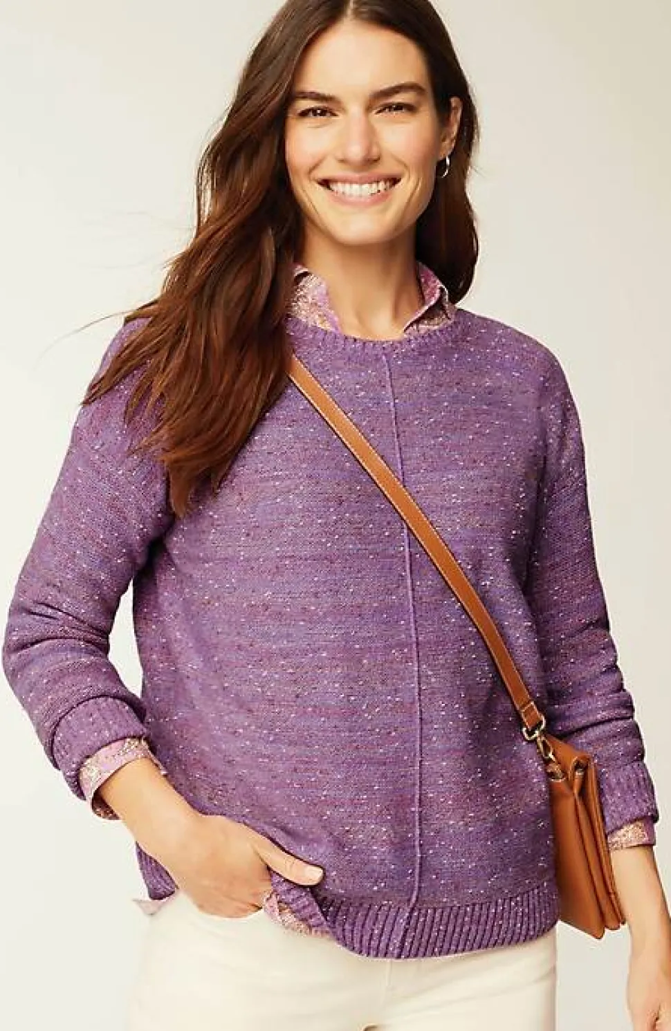 Micro-Tweed Seamed Sweater | Jjill