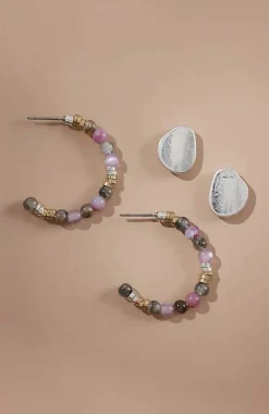 Misty Rainfall Beaded Hoop Set | Jjill