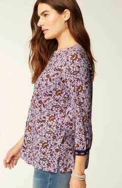 Mixed-Florals Border-Printed Top | Jjill