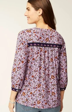 Mixed-Florals Border-Printed Top | Jjill