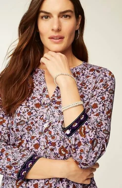 Mixed-Florals Border-Printed Top | Jjill