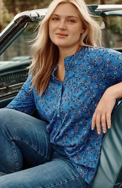 Mixed-Florals Border-Printed Top | Jjill