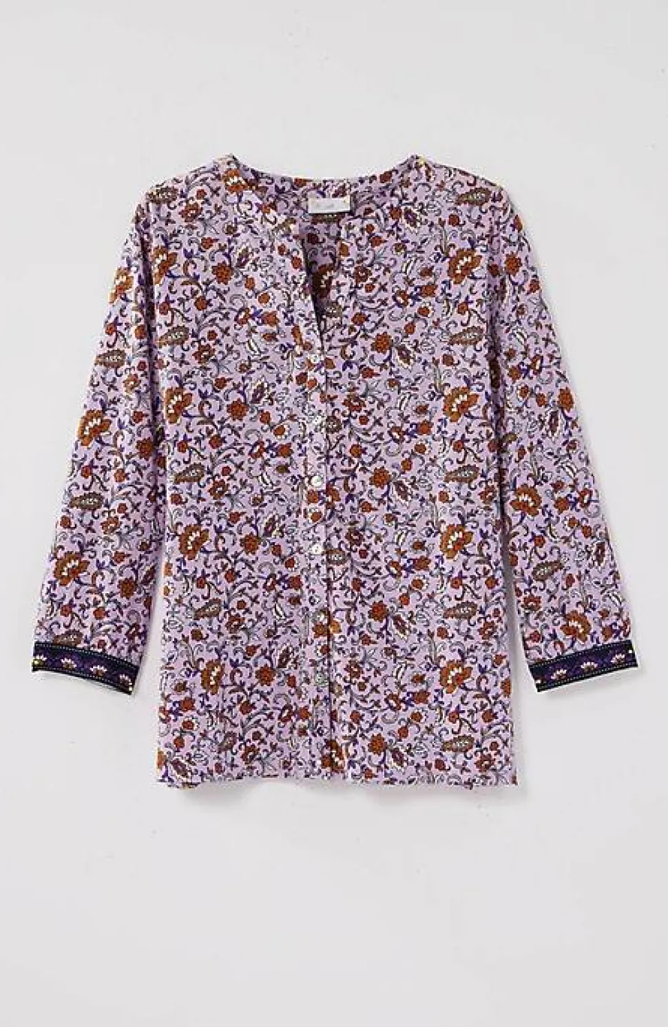 Mixed-Florals Border-Printed Top | Jjill