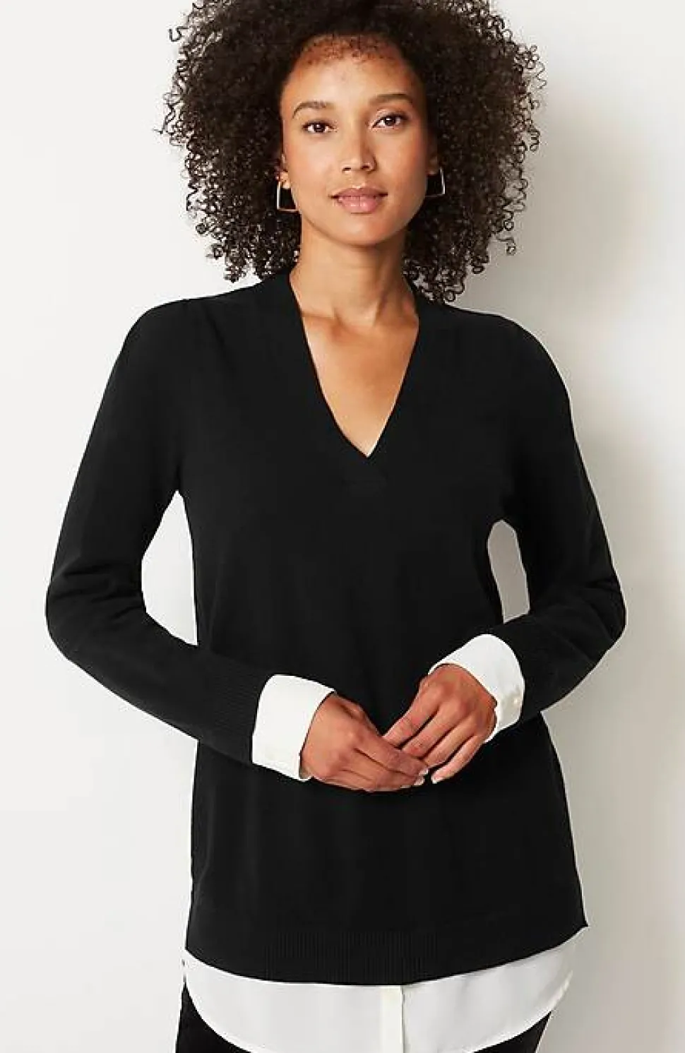 Mixed-Media Layered Sweater | Jjill