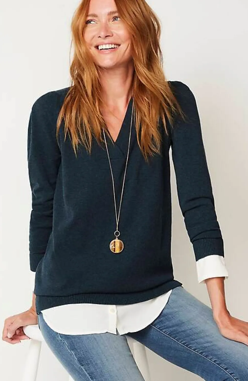 Mixed-Media Layered Sweater | Jjill