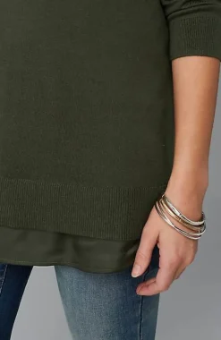 Mixed-Media Layered V-Neck Sweater | Jjill