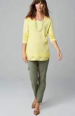 Mixed-Media Layered V-Neck Sweater | Jjill