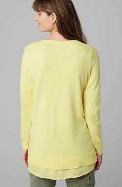 Mixed-Media Layered V-Neck Sweater | Jjill