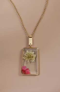 Nature'S Charm Pressed-Flower Pendant Necklace | Jjill