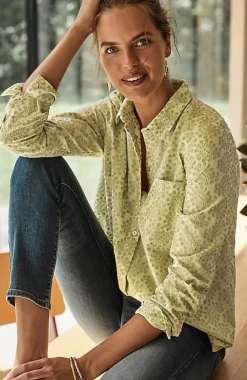 One-Pocket Shirred-Back Shirt | Jjill