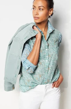 One-Pocket Shirred-Back Shirt | Jjill