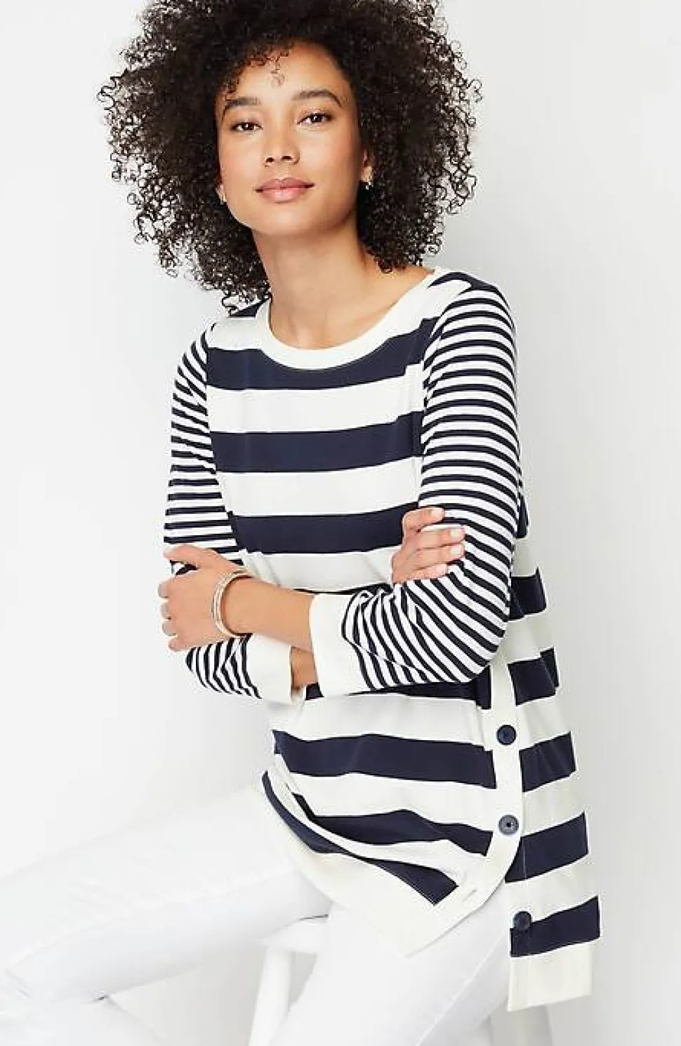 Organically Grown Cotton Button-Seamed Tunic | Jjill