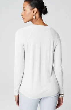 Organically Grown Cotton V-Neck Cardi | Jjill