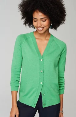 Organically Grown Cotton V-Neck Cardi | Jjill