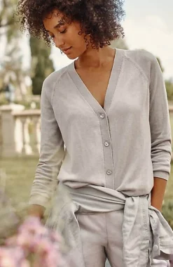 Organically Grown Cotton V-Neck Cardi | Jjill