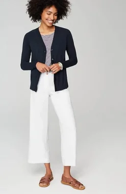 Organically Grown Cotton V-Neck Cardi | Jjill